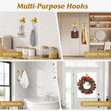 Suction Cup Hooks For Wreaths, Removable Towel Hooks For Bathrooms, Kitchen, Glass, Window & Tile, Wreath Hangers For Front Doors, Christmas Decorations, No Drill Required - 2 Pack, Gold