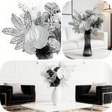 Modern Silver & Black Artificial Flower Bouquet - Metallic Faux Floral Arrangement For Home Decor, Bathroom/Table Centerpiece, Minimalist Decorative Fake Plants