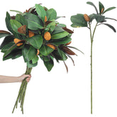 10 Pcs Magnolia Artificial Branches 32 Inch 3D Magnolia Pick Faux Stems With Leaves And Fruit Greenery Houseplant For Indoor Outdoor Vase Filling Home Wedding Table Decor