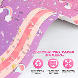 Wrapping Paper Girls Birthday Wrapping Paper Sheets,Purple Castle Pink Gift Wrapping Paper Set Gift Wrap Birthday Paper(6 Sheets 28" Lx20 W Per Sheet)