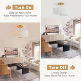 12.5 Inch Gold Drum Ceiling Light Cream White Pleated Fabric Semi Flush Mount Fixture
