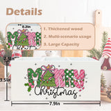 Merry Christmas Kitchen Utensil Holder, Trendy Preppy Xmas Tree Lights Cooking Utensil Holder Wooden Storage Organizer Box For Kitchen Counter, Pink And Green Christmas Decor