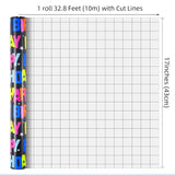 Birthday Wrapping Paper Roll, Gift Wrapping Paper With Grid Cut Lines, Colorful Happy Birthday Pattern For Boys Girls, 17 Inch X 32.8 Feet Per Roll For Party, Baby Shower