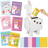 Cute Llama Valentine Boxes For Kids Diy Valentines Day Mailbox Kits With 32 Alpaca Valentine Cards For Boys Girls Toddlers School Class Classroom Gifts Exchange & Greeting Craft Party Favor