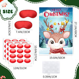 Pin The Nose On The Reindeer Game With 36 Pcs Red Nose And 2 Pcs Blindfold, Reindeer Poster For Family Holiday Christmas Games Party Decorations Favor New Year Activities