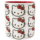 Blue Sky Clayworks Hello Kitty Face Pattern Red Ceramic Candle, Vanilla Cupcake Scent, 3.5" L x 3.5" W x 4" H, Bow Parade Glow