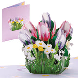 Tulips Flower Bouquet Popup Card - 3D 5 X 7' Popup Birthday, Mother'S Day, Anniversary, Thinking Of You, Thank You Card