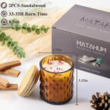 2 Pack Sandalwood Scented Candles For Home Decor, 6.5Oz Natural Soy Wax Aromatherapy Jar Candles, Housewarming Gift For Women