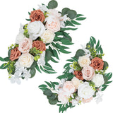 Artificial Wedding Arch Flowers 2Pcs Artificial Flower Centerpieces For Tables Silk Rose Floral Swags Faux Flower Arrangements For Wedding Decor Party Reception Ceremony Backdrop