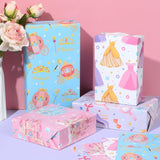 12 Sheets Princess Wrapping Paper, Princess Castle Crown Dress Print Gift Wrap Pink Blue Purple Gift Packing Paper For Girls Birthday Baby Shower Party Supplies, 19.7 X 27.6 Inch