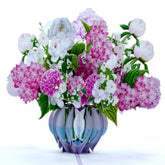 Pink Hydrangea Bouquet Pop Up Card, 3D Blooming Love Greeting Card For Birthday, Mothers Day, Valentines Day, Anniversary, Thinking Of You, All Occassions
