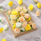 uxcell 100pcs Artificial Rose Flower Heads,1.2" Silk Fake Rose Heads Mini Rose Artificial Flowers Bulk for DIY Wedding Bouquets Centerpieces Party Home Decorations, Yellow