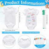 12 Pcs Baby Shower Game Party Favors With White Unisex Bodysuit Wooden Sign Tabletop Decor And Marker For Guests(Blue Bear)