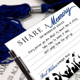 50- Blue Graduation Share A Memory Or Advice Cards For The Graduate - Party Games Ideas Activities Supplies Decorations Grad Celebration College, High School, University Blue & Black Made In The Usa