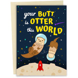 Funny Valentines Day Cards For Him Her | Funny Anniversary Cards For Husband Wife | Birthday Card For Men Women | Otter This World Card