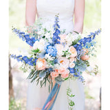 6Pcs Blue Delphinium Artificial Flowers 37.4’’ Faux Silk Larkspur Flowers Long Stem Artificial Flowers For Tall Vase Table Home Wedding Party Garden Decor(Blue)