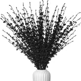 10Pcs Long Stem Thanksgiving Flowers Jasmine Black Flowers Artificial, 29.5"/75Cm Faux Jasmine Bouquet For Wedding Modern Gothic Home Party Fall Harvest Decoration