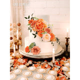 Roses Artificial Fall Flowers Burnt Orange Combo Box Set Faux Flowers Silk Mix Peony Fake Flowers With Stems For Diy Bridal Wedding Bouquets Centerpieces Baby Shower Party Home Decorations