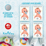 Baby Shower Boy Scratch Off Poop Game, Easy To Play Silly Games, Funny Idea, Ice Breaker Activity. Raffle Cards, Blue Pacifier, Set Of 40 Cards Made In Usa
