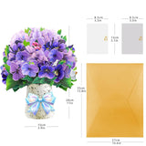 Violet Flower Bouquet Pop Up Cards, Valentine'S Day Card, Mother'S Day Pop Up Flower, With Note Card And Envelope, Thinking Of You, Happy Holiday, For Mom, Her, Friends.
