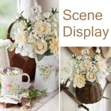 2 Pcs Artificial Flowers Roses Silk Dahlias Flowers Wedding Bouquet White Faux Spring Summer Flowers For Wedding Floral Arrangament Table Centerpieces Indoor Vase Home Cemetery Grave Decor
