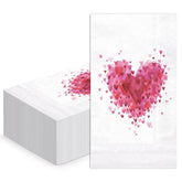 50Pcs Valentine'S Day Paper Napkins - 3-Ply Watercolor Love Pattern Guest Disposable Hand Towels For Bathroom, Happy Valentines Day Supplies - 4.3 X 7.9 In