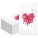 50Pcs Valentine'S Day Paper Napkins - 3-Ply Watercolor Love Pattern Guest Disposable Hand Towels For Bathroom, Happy Valentines Day Supplies - 4.3 X 7.9 In