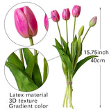 15Pcs Artificial Tulips Flowers, Real Touch Latex Bouquet, Fake Tulips For Office Wedding Party Home Kitchen Garden Decoration-B Peachblow