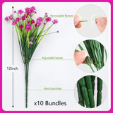 10 Bundles Daffodil Purple Red Artificial Flowers Bulk, Artificial Wildflowers For Decor, Uv Resistant Outdoor Fake Plants, Spring Plastic Faux Flowers For Garden Porch Easter Decor