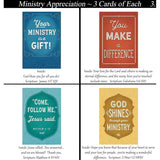 Ministry/Service Appreciation ~ 36 Card Set ~ Religious Greeting Card Assortment W/Scripture ~ Pastor Appreciation Cards