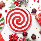 100 Pack Christmas Candy Paper Plates Peppermint Disposable Dinner Plates 9 Inch Red Green Holiday Serving Plates For Christmas Party Supplies Tableware Decoration