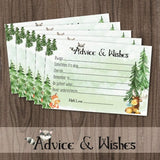 Woodland Creatures Baby Shower Games - 50 Advice Cards For Mommy - Forest Animals - Guest Book Alternative - Well Wishes - Predictions - Rustic Woodland Party Supplies (50 Advice & Wishes Cards)