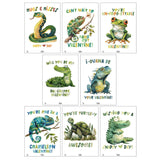 Reptile Valentine Day Classroom Sharing Cards (Set Of 24) Valentine'S Class Party Exchange - Snake Frog Alligator Lizard Turtle