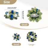 Small Wreath For Table Centerpieces: 9.05 Inch Royal Blue & White Flower Candle Rings For Wedding Party Christmas - Rose Wreaths For Spring Summer Front Door Porch Decor 2 Pcs
