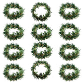 12 Pcs Christmas Napkin Rings Christmas Napkin Holder Small Artificial Pine Needles Wreath Candle Rings For Banquet Table Decorations