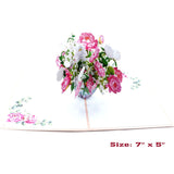Pink Peony Flower Bouquet Pop Up Card, 3D Blooming Love Greeting Card For Spring Birthday, Mothers Day, Valentines Day, Anniversary, Congratulations, Thinking Of You, All Occasions By