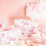 Pink Fox Wrapping Paper Roll For Kids Girls, Sweet Baby Fox With Clouds Stars Balloons Hearts Gift Wrap For 1St Baby Girl Birthday, Baby Shower, Newborn Party Gift, 17 In X 16.4 Ft