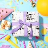 21St Birthday Wrapping Paper Roll, Pink So Happy I'M 21 Today!, For Age 21 Girls, Women, Adults, Friends Birthday Holiday Party Gift Wrap Mini Roll, 17 Inches X 16.4 Feet (23.2 Sq.Ft.)