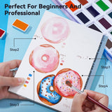 Watercolor Paint Set Full Pan, 24 Vivid Colors Water Coloring Paint In Pocket Box With Metal Ring, High Transparency Intense And Durable, No Chalky, Perfect For Students, Beginners