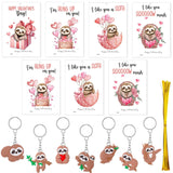 28 Valentine'S Day Cards Keychains Gift For Guests Valentine'S Greeting Cards Keychains Exchange Gift For Family Gifts(Sloth)