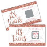 Big Dot of Happiness It’s Twin Girls - Pink and Rose Gold Twins Baby Shower Game Scratch Off Cards - 22 Count
