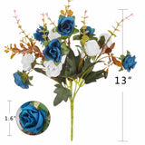 Artificial Flowers,2 Packs Of Artificial Roses.24 Little Rose Silk Flowers. Plastic Flowers,Plants For Home Hotel Wedding Christmas Tables Decorations.Cemetery Flowers Dark Blue