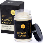 Natural Beeswax Jar Candles ?Organic Emergency Candles In Glass - Smokeless Slow Burnning | 36 Hours Long Burning Time - White