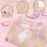 Happy 13Th Birthday Wrapping Paper For 13Th Birthday Girls, Rose Gold 13Th Birthday Decorations For Girls, Mini Roll 17 Inches X 16.4 Feet, 13Th Birthday Gifts Ideas For Daughter Granddaughter Friends