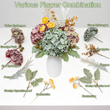 Hydrangea Artificial Flowers Bouquet, Pre-Arranged Fake Flowers Bouquet With Ranunculus, Eucalyptus, Pampas, Real Touch Silk Flowers For Centerpiece Shelf Table Wedding Home Decor