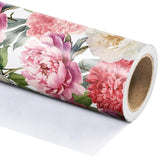 Floral Wrapping Paper Roll - Mini Roll - 17 Inch X 9.8 Feet - Red Pink Flower Wrapping Paper Perfect For Girls Women Birthday, Wedding, Bridal Shower