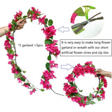 Pack Of 16 Artificial Bougainvillea Silk Vines Hanging Flower Stems For Wedding & Home Decoration, Flower Garland And Garden Diy Decor - 30.5 Inch (Fuchsia)