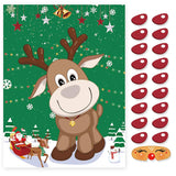 Pin The Nose On The Reindeer Holiday Reusable Game Christmas Party Games With 36 Noses And 4 Blindfold For Xmas Party Supplies