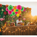 Tropical Party Decorations Paper Fans Colourful Folding Honeycomb Flower Garland Kit Wall Decor For Hawaiian Exotic Summer Beach Pool Party Decoration Birthday Celebration Supplies 12Pcs