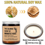 The Calming Scent Of Manatee Hugs Candle - Funny Manatee Hugs Jar Candle - Lavender & Mandarin Scented Soy Wax Candle, 8Oz